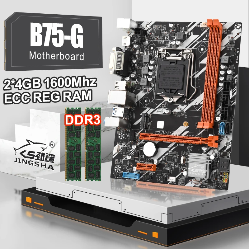 Bestellen JINGSHA B75G LGA 1155 Motherboard Set Mit 2x8GB = 16GB 1600MHz DDR3 Desktop Speicher USB 3,0 SATA3 NVME M.2 Slot