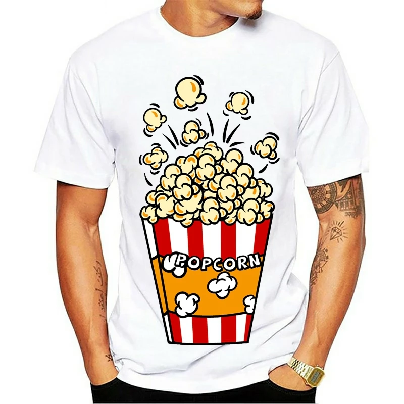 

Leisure O-neck T-shirt Popcorn Pocket Funny Graphic Gift For Him Organic Men