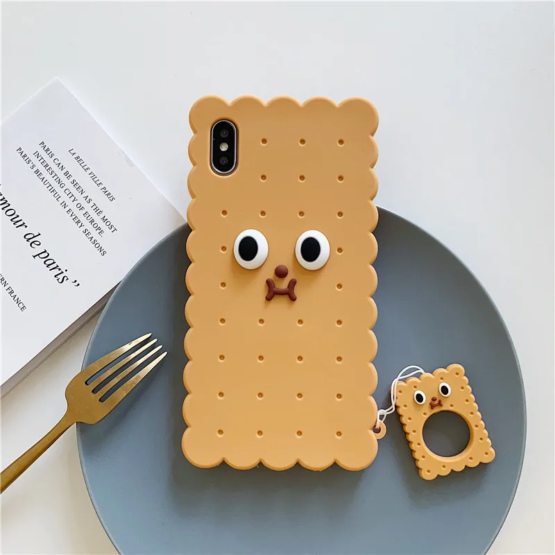 Милый чехол для телефона с рисунком печенья iPhone XR XS Max X 7 8 Plus 6 6s матовый мягкий