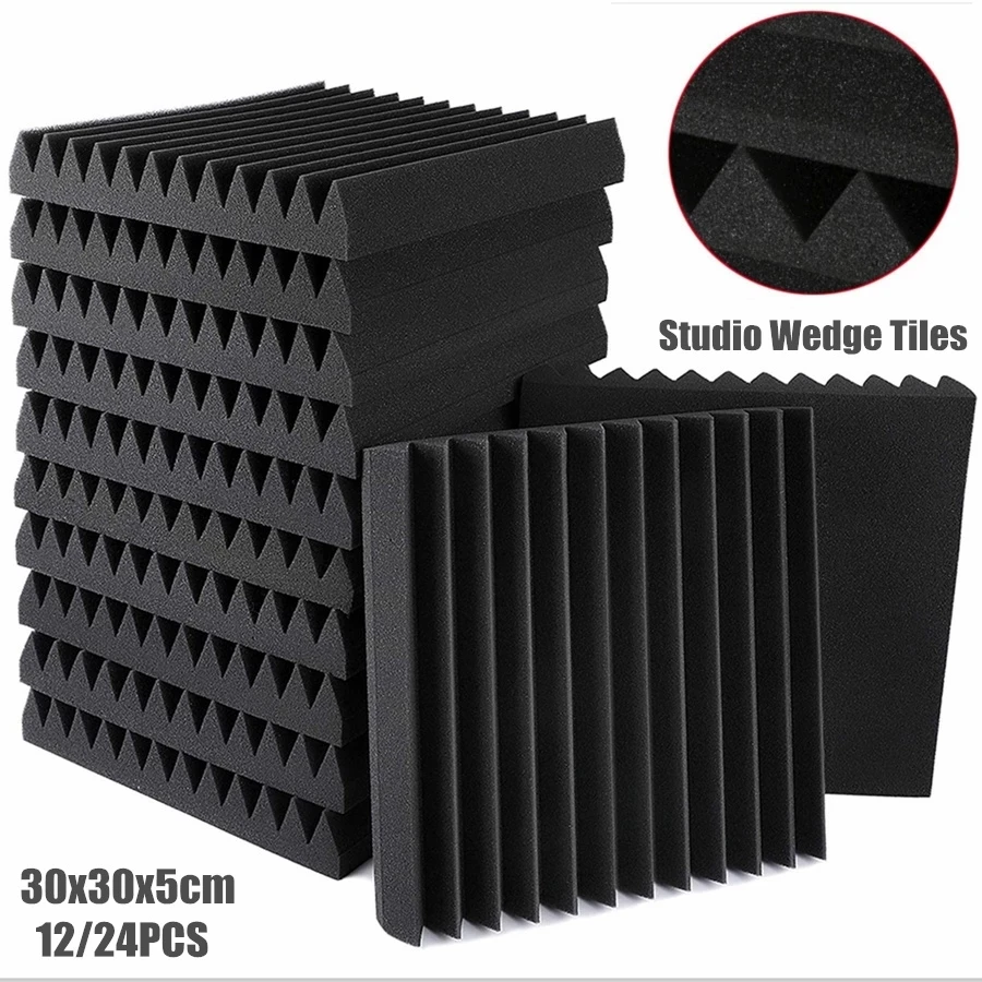 

6Pcs Pack Acoustic 12 Inch 30*30cm Studio Acoustic Foam Pannel Sound Absorption Sponge Drum KTV Room Silence Treatment Cotton