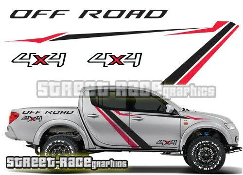 

For 1Set Mitsubishi L200 034 side racing stripe stickers decals graphics 4x4 offroad