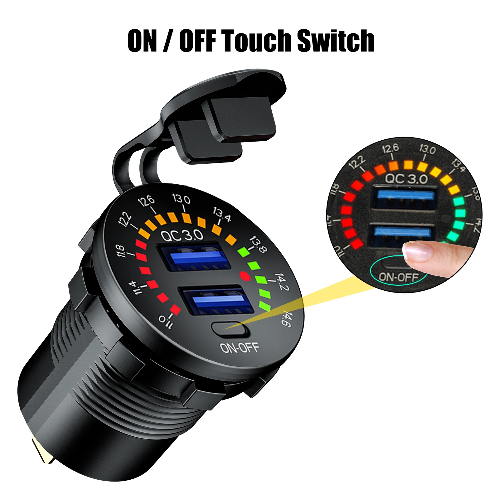 

W/ Digital Voltmeter Charger Waterproof Dual USB & Wire DC12V Fast Motorcycles