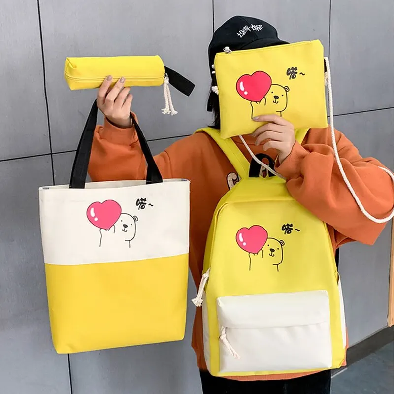 4 шт./компл. детские школьные сумки Женский нейлоновый рюкзак детская Корейская