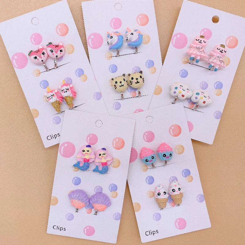 

Resin cartoon children butterfly flower love ear clip no hole Earrings girl Earrings girl Earrings girl