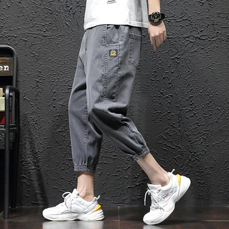 

Summer 2021 teenagers Denim Casual men's denim shorts fat and thin Korean trend brand Calf length pants men