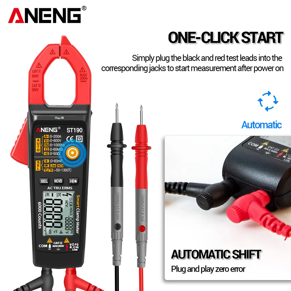 ANENG ST190 Clamp Meter 6000 Counts True RMS Digital Professional Multimeter AC Current Tester Meters Voltmeter Auto Range | Инструменты
