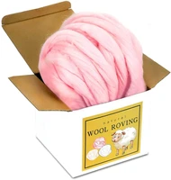 kaobuy 8 82oz super felting wool tops soft roving wool fibre for needle felting handcraft diy craft pink