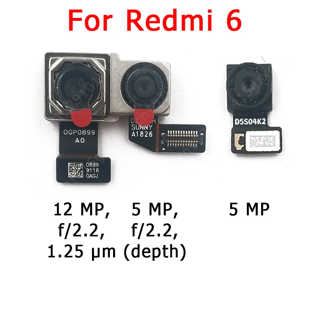 

Original Front Rear Back Camera For Xiaomi Redmi 6 Main Facing Camera Module Flex Cable Replacement Spare Parts