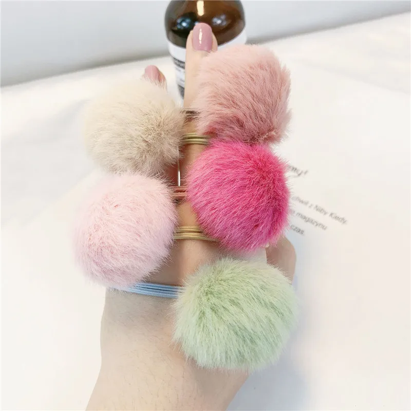 5 шт./компл. милое многослойное резинки для волос милый помпон женщина девочек