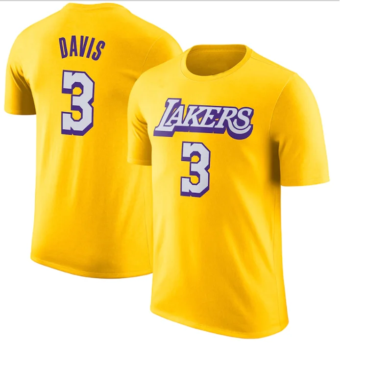 

2021 Sunmmer Lakers # 23 T-Shirt Men's Short Sleeve Quick Wrap James Loose Basketball Playout Suit
