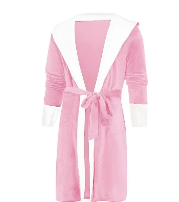 Women's long bathrobe nightgown with belt for autumn and winter-7