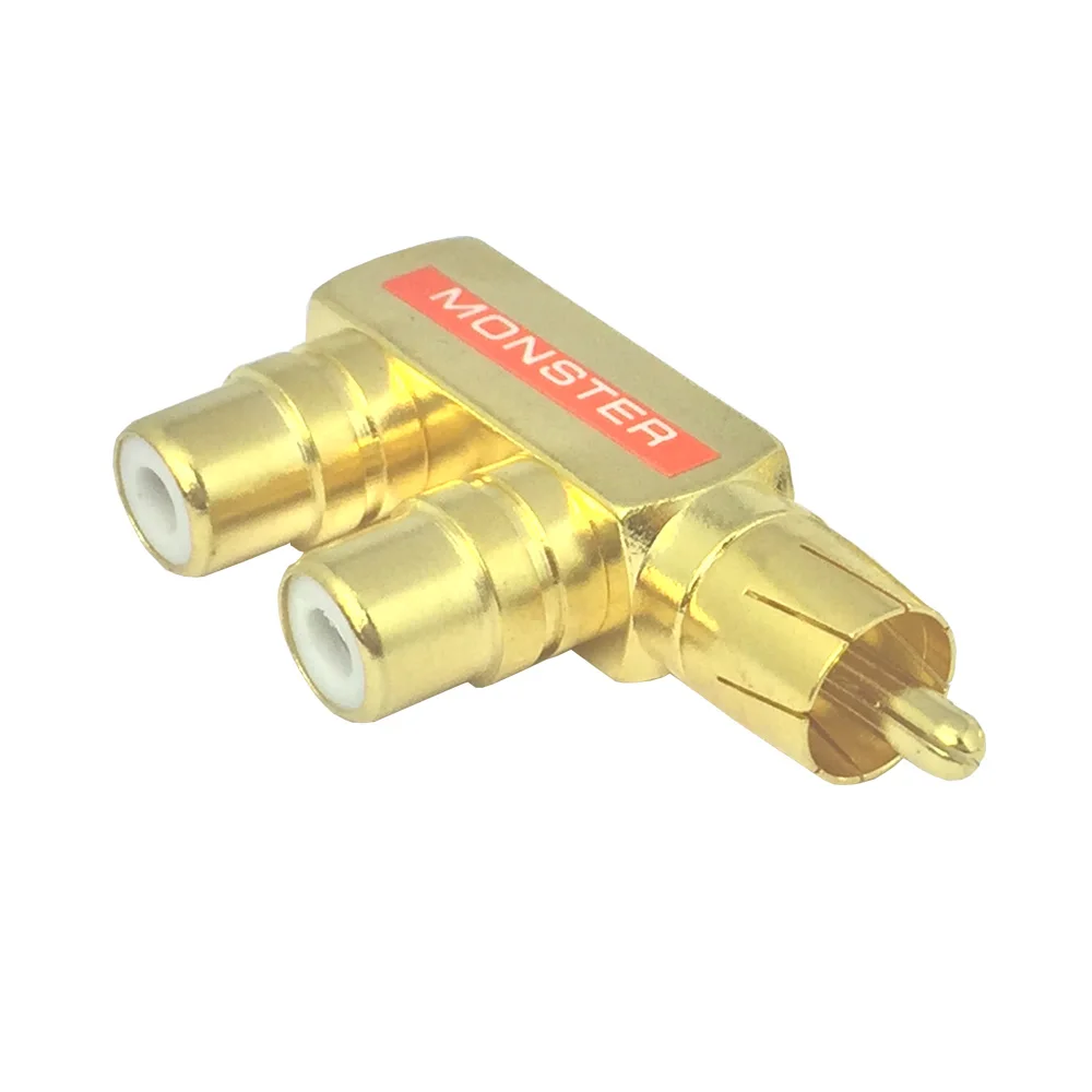 10 шт./лот разъем RCA сплиттер 1xRCA мужской разъем для 2xRCA со штекера на гнездо адаптера позолоченный аудиокабель Переходник RCA конвертер