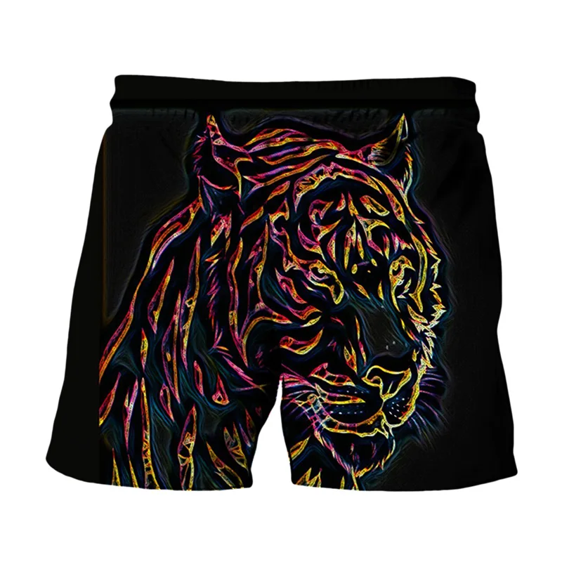 

2021 Summer New 3D Printing Animal Tiger Head Men's Swimwear Shorts Running Sports Surfing Quick-Drying Men's Beach Shorts