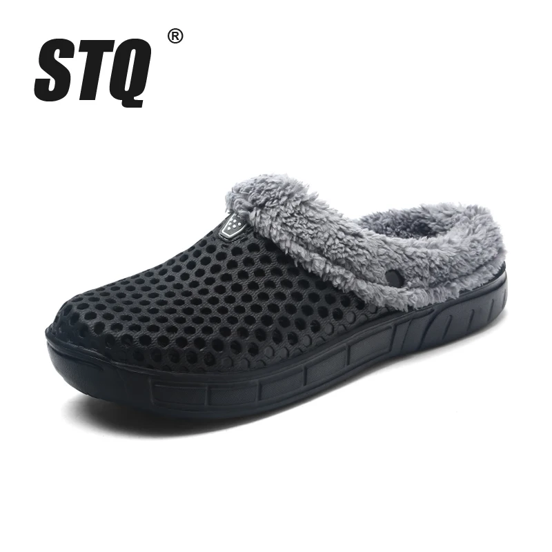 STQ-зимние женские домашние тапочки прозрачные меховые теплые хлопковые домашняя