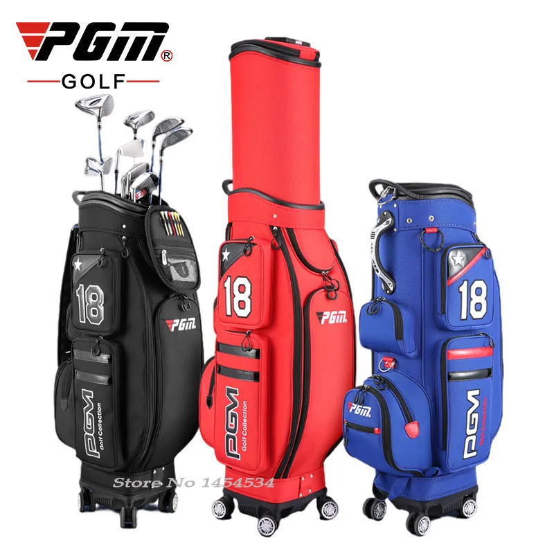 Send Bag! PGM Golf Retractable Standard Package Man Aviation Club Bag Four-Wheel Flat Push Bag Male Waterproof High Capacity