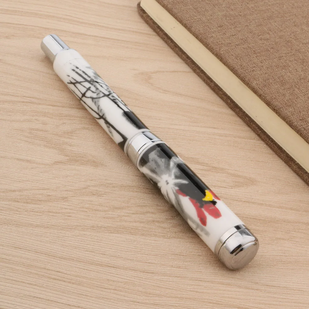 Ручка перьевая с синим и белым фарфоровым рисунком лотоса канцелярская школьные