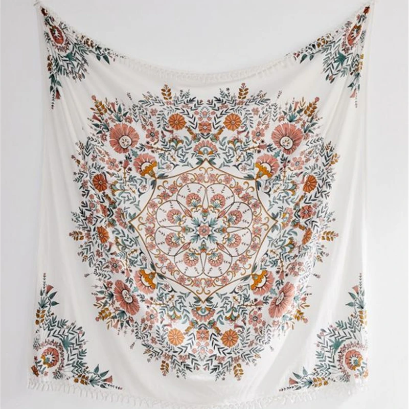Настенный гобелен в стиле хиппи индийский цветочный богемный декор подвесные