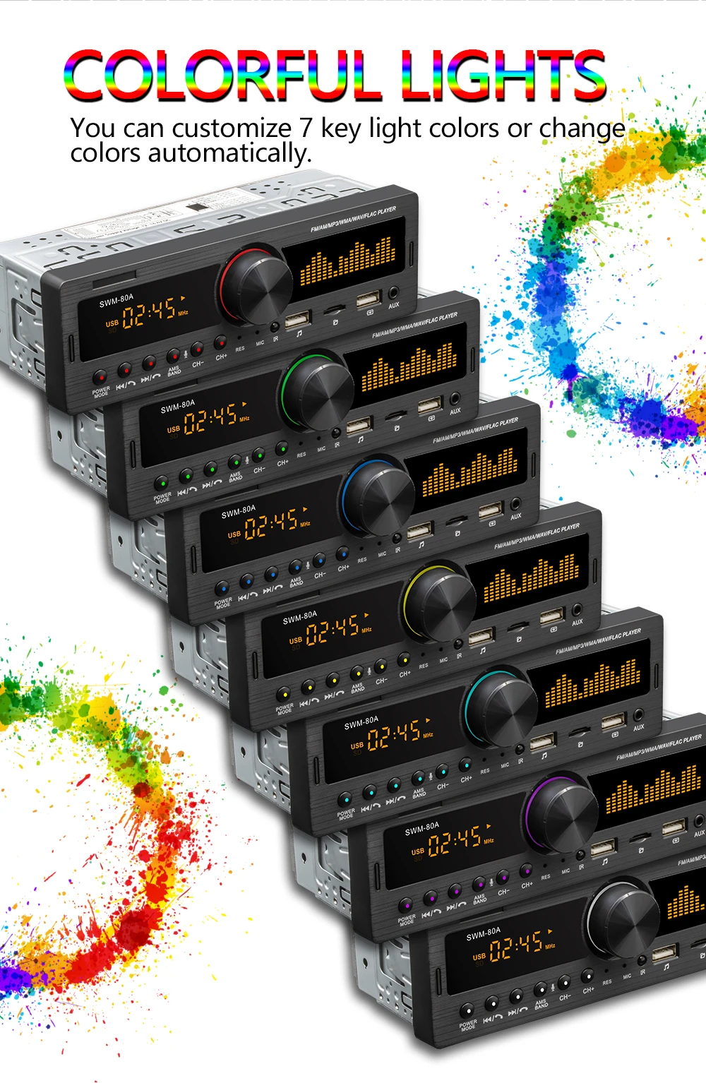 Автомобильный стерео-радиоприемник SWM-80A Bluetooth FM Aux входной приемник SD USB 12 В 1 din