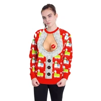 new listing fashion christmas pullover unisex man woman santa claus ugly christmas sweatshirt novelty sexy red retro pullover