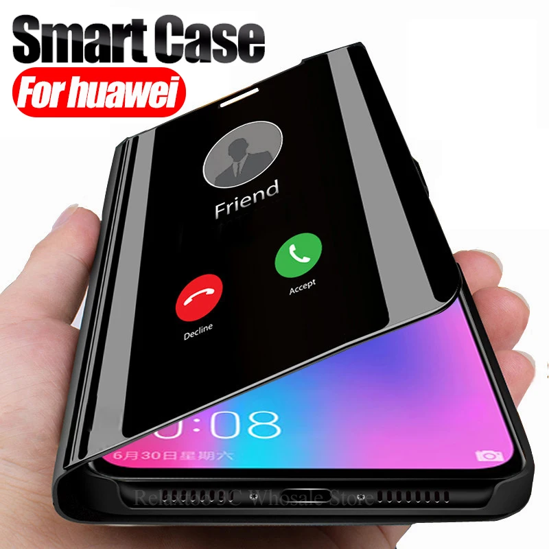 Mirror smart Flip Case honor 10 lite light leather stand cover For huawei 20 pro case on honer 8x 8a 8c 8s 8 a c s x coque | Мобильные