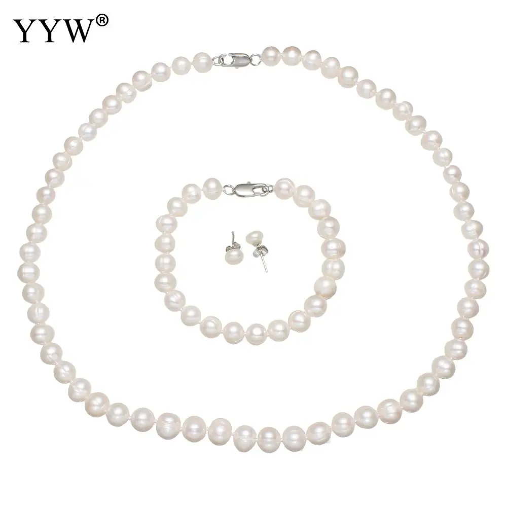 Женские Ювелирные наборы с жемчугом элегантный свадебный ювелирный набор