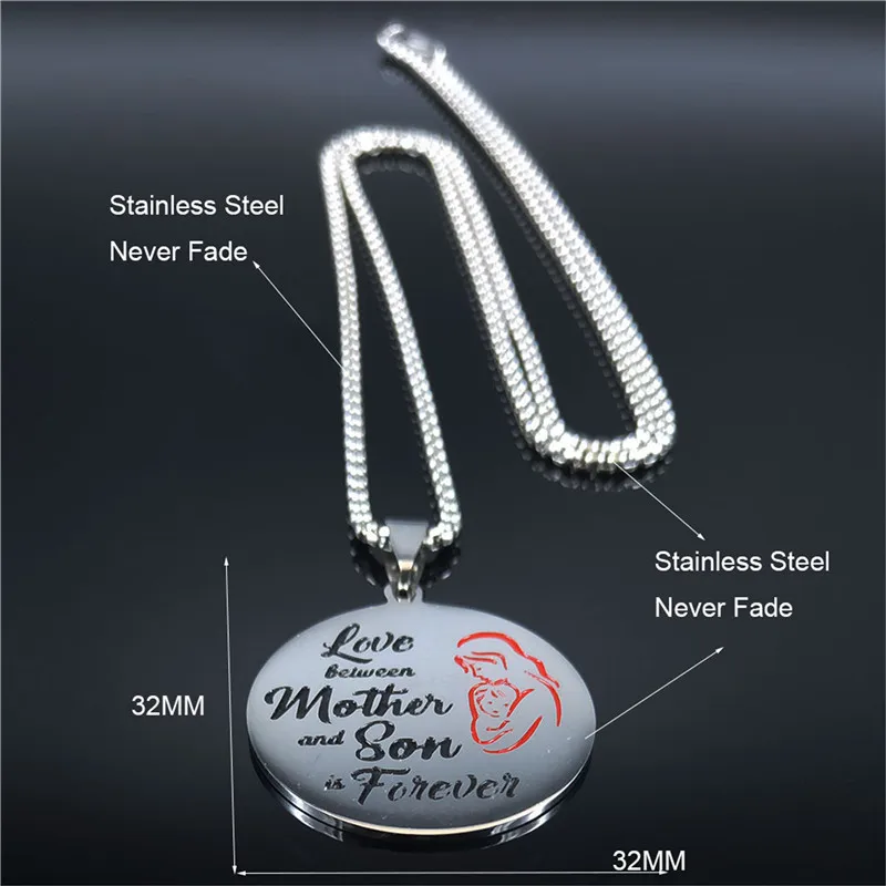 

AFAWA 2021 Mother and Son Love Forewer Stainless Steel Necklaces Women Silver Color Necklace Chain Jewelry gargantilla N4020S01