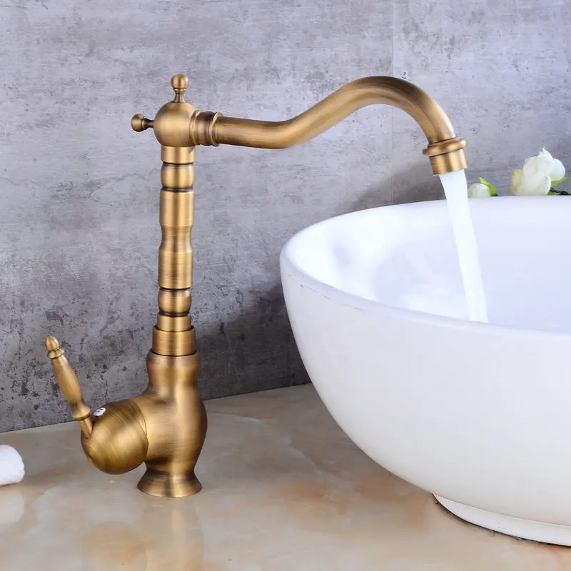 Античный матовый смеситель для раковины ванной комнаты Смеситель кран из латуни