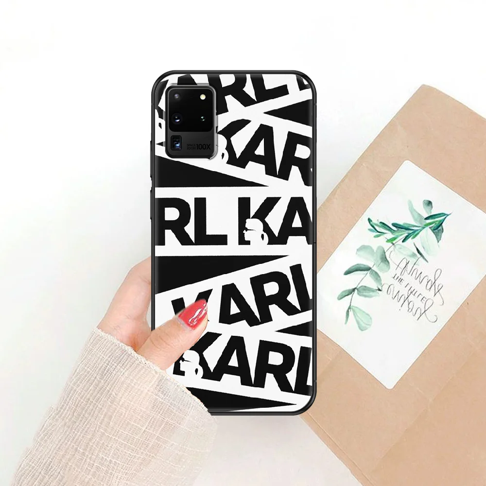 

Brand Cartoon Lagerfeld luxury Phone case For Samsung Galaxy Note 4 8 9 10 20 S8 S9 S10 S10E S20 Plus UITRA Ultra black trend
