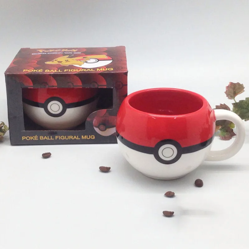 Новинка 320 мл кофейная кружка Pokemon Go Poke Ball Pikachu, Мультяшные кружки для игр в стиле аниме, керамическая рукоятка для детей, лучшие рождественские подарки