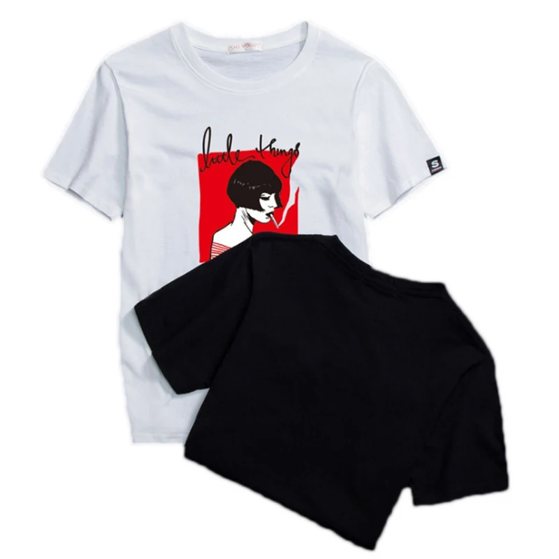 

Top Women Plus Size T Shirt Women Short Summer Sleeves Tee Shirts Top Harajuku Smoking Girl Print Tshirt Ulzzang T-shirt