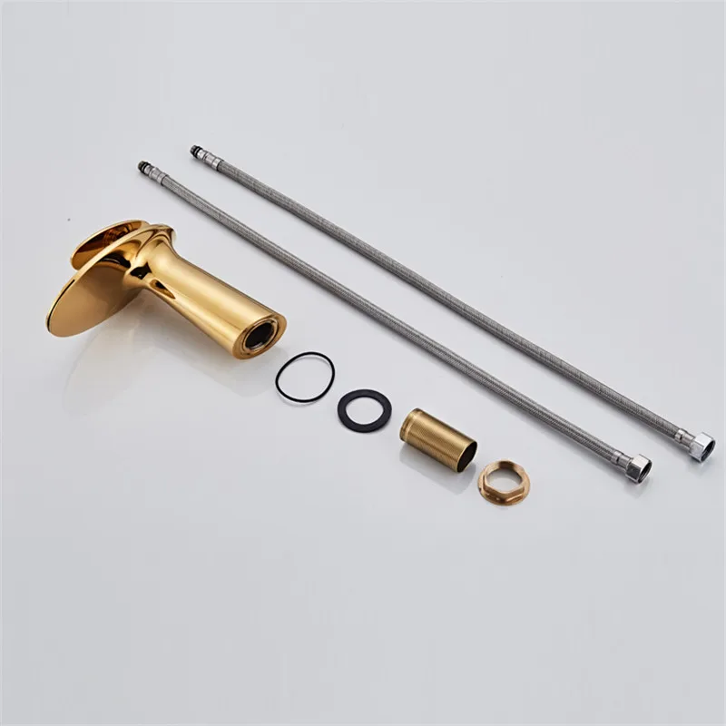 

Basin Faucet Solid Brass Rose Gold Bathroom Faucet Cold And Hot Waterfall Mixer Sink Tap Single Handle Deck Mounted Gold Tap
