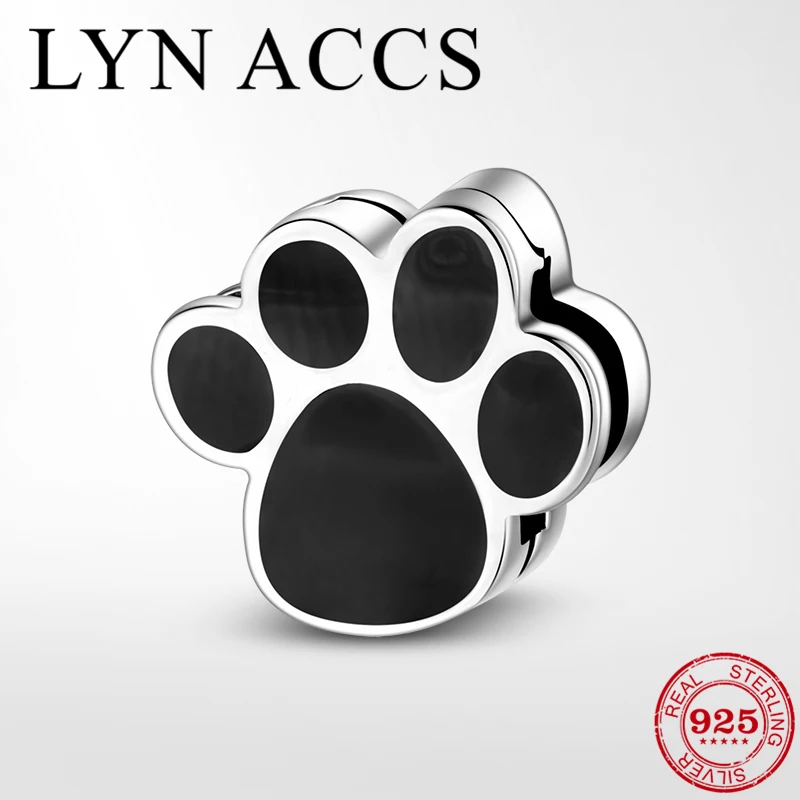 Очаровательные бусины зажимы из серебра 925 пробы с черной собакой|Ювелирные