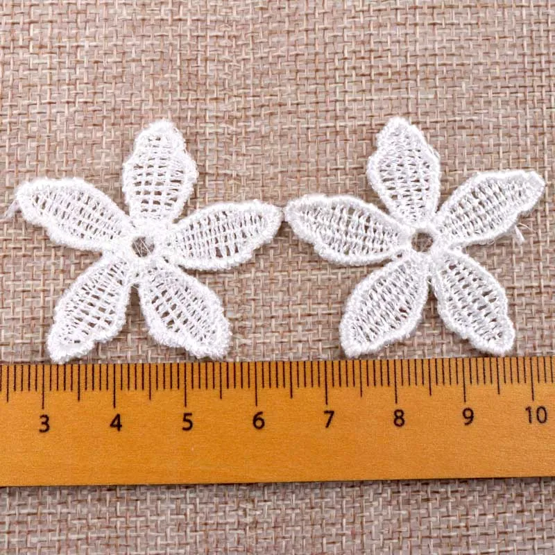 30pcs Beautiful flower White Color Lace Trim Embroidered Ribbon Accessories Decoration Sew On Guipure DIY 40mm | Дом и сад