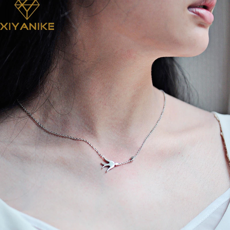 Женское ожерелье с подвеской XIYANIKE креативная цепочка из стерлингового серебра 925