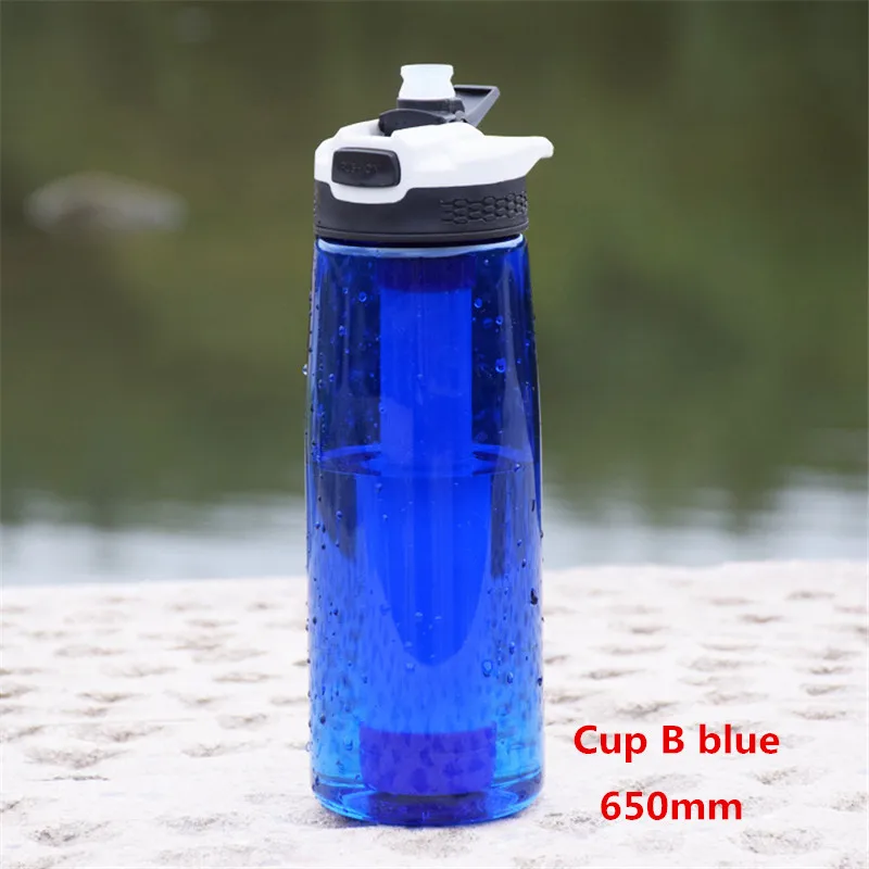 Cup B blue 650 мл Специальный класс 22,2 унций Спортивная бутылка для воды без бисфенола с фильтром качества еды на открытом воздухе портативная дорожная бутылка - Цвет: Cup B blue