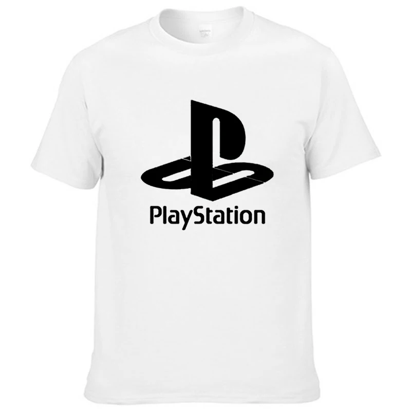 Футболка PS мужская с принтом playstation тенниска круглым вырезом и короткими