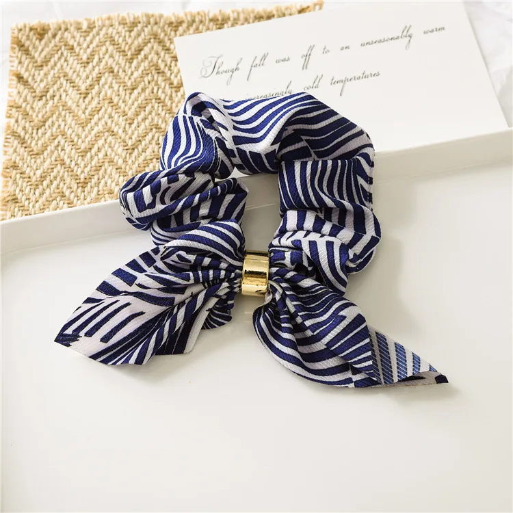 

New Fashion Women Chiffon Knotted rabbit ears Ribbon Elastic Hair Bands Headband Scrunchie Rubber Band Hair Accessorie
