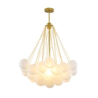 nordic simple white frosted bubble ball chandelier modern bedroom golden metal paint dimmable diy decor led glass pendant lamp