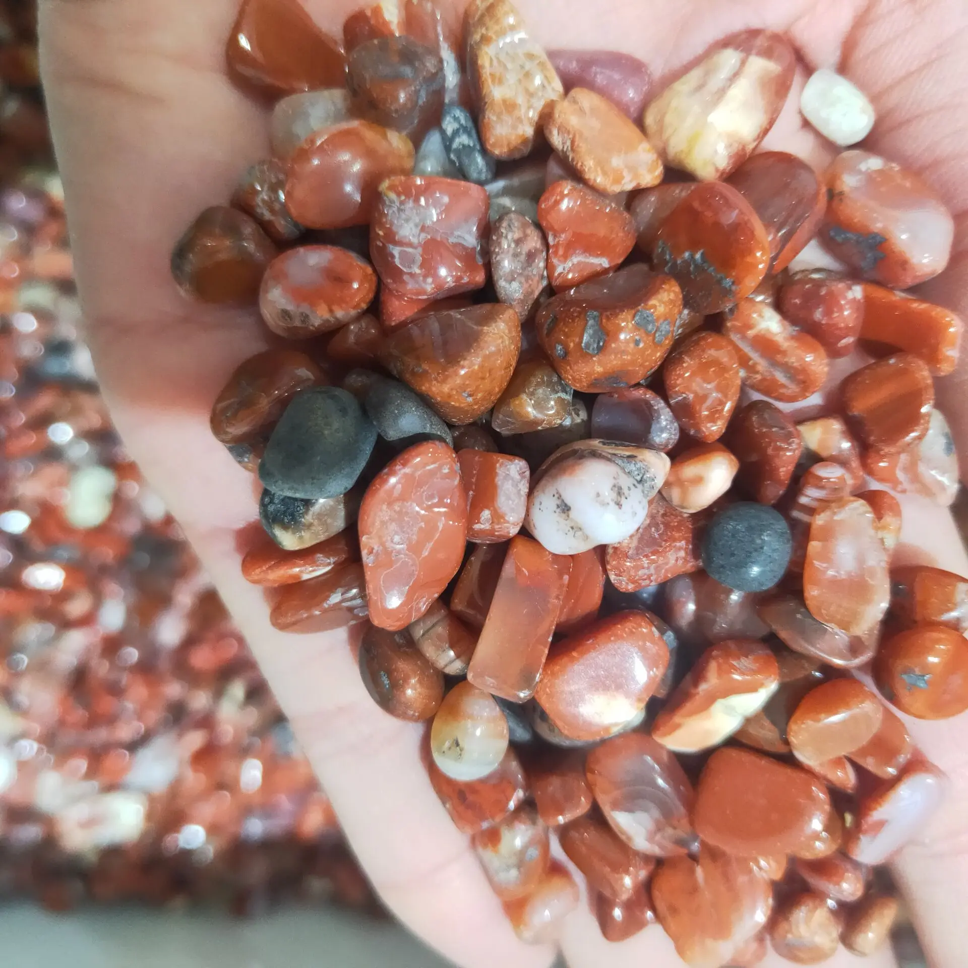 

Natural South Red Agate Gravel Original Stone Purify Degaussing Quartz Crystals Minerals Specimen Health Decoration