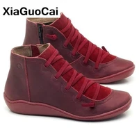 women shoes spring autumn female ankle boots big size casual breathable fashion ladies short boot high top retro female footwear