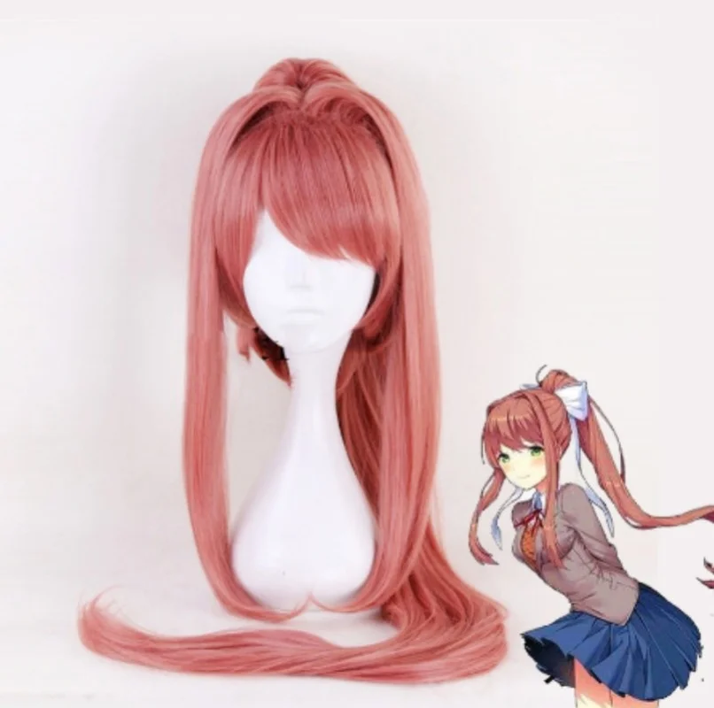 Doki Literature Club! Парики Monika DDLC длиной 95 см термостойкие синтетические волосы парик