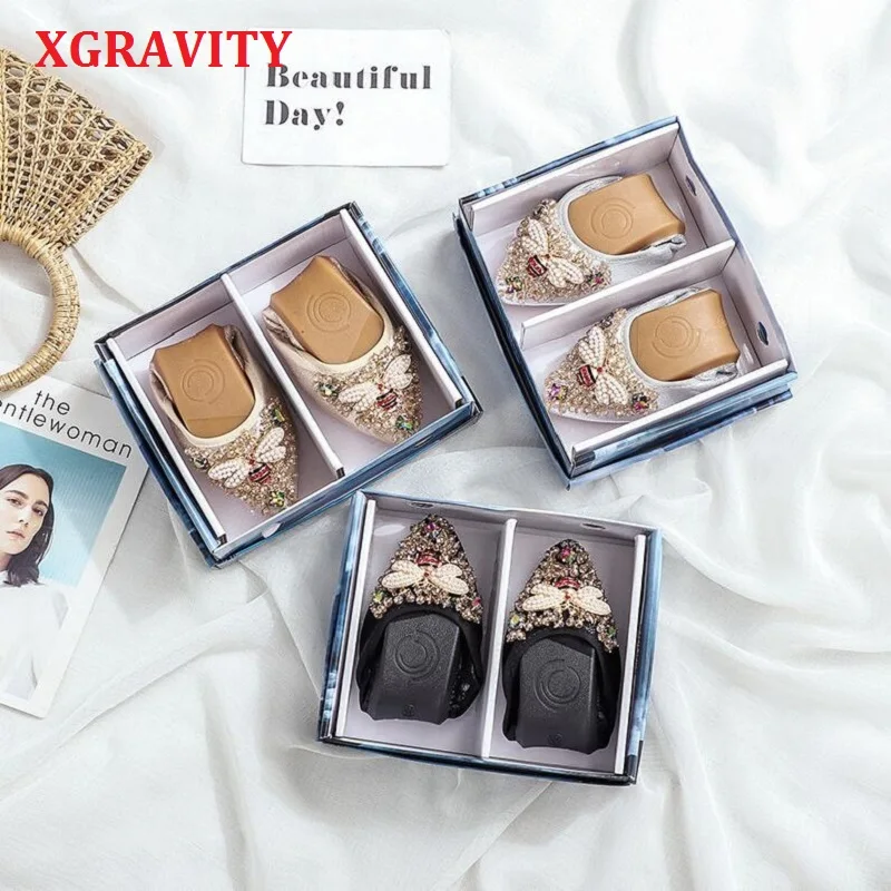 Женские туфли на плоской подошве XGRAVITY элегантные и удобные со стразами большие