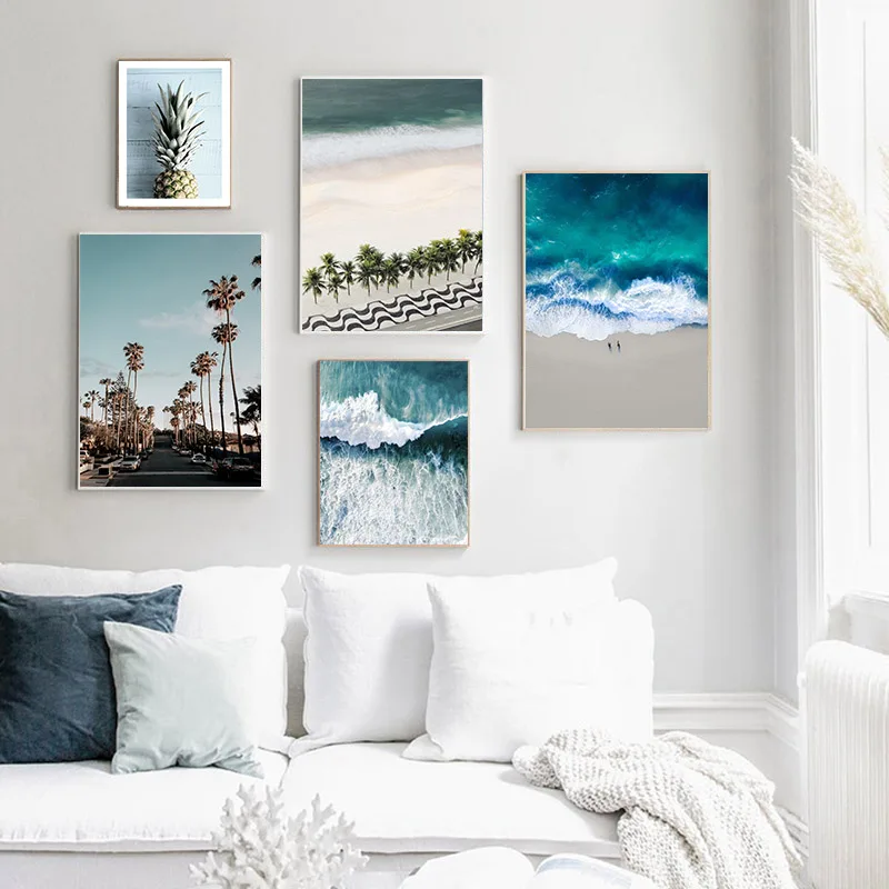 

Scandinavian Decoration Picture Wall Art Poster Ocean Waves Sea Beach Landscape Canvas Print Painting Living Room Decor