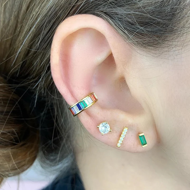 Золотые заполненные модные серьги-кольца для женщин красочный Радужный дизайн
