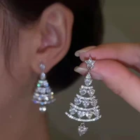 trendy jewelry christmas tree earring female grade feeling eardrop temperament all match show face thin earring festival gift