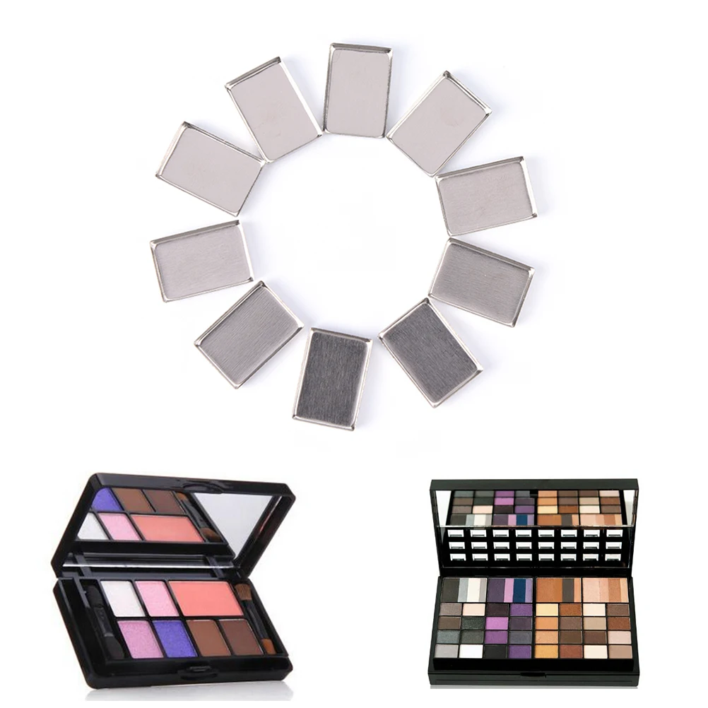 

10Pcs Empty Rectangle Iron Tin Pans For Powder Eyeshadow Lip Gloss Eyeshadow Palette 18*13MM