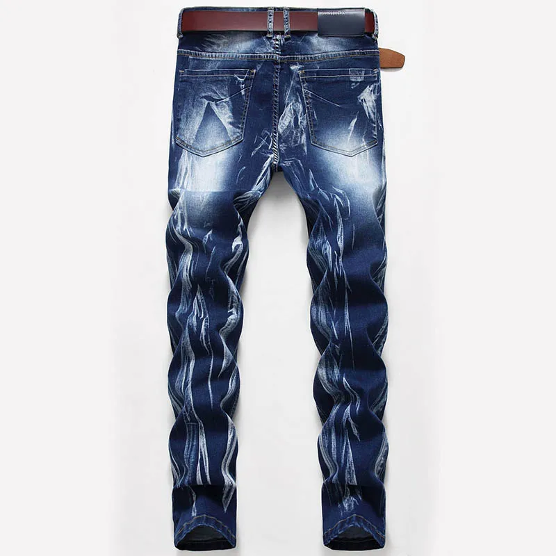 

Mcikkny Men High Street Vintage Jeans Trousers Washed Straight Denim Pants Male Streetwear Size 28-42