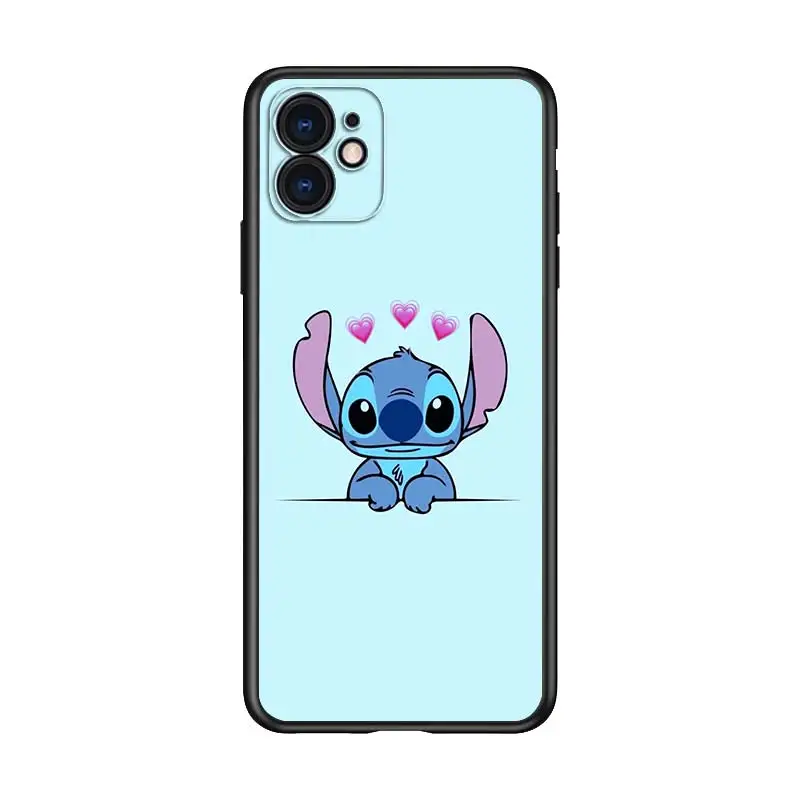 

Stitch blue disney cartoon for Apple iPhone 12 Pro Max Mini 11 Pro XS Max X XR 6S 6 7 8 Plus 5S SE2020 Soft Black Phone Case