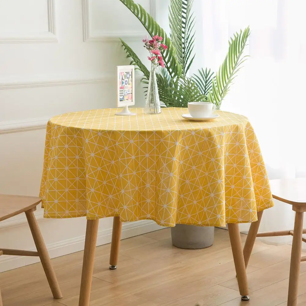 Mantel redondo decorativo geométrico, cubierta de Mesa de comedor, cocina, hogar, amarillo,...