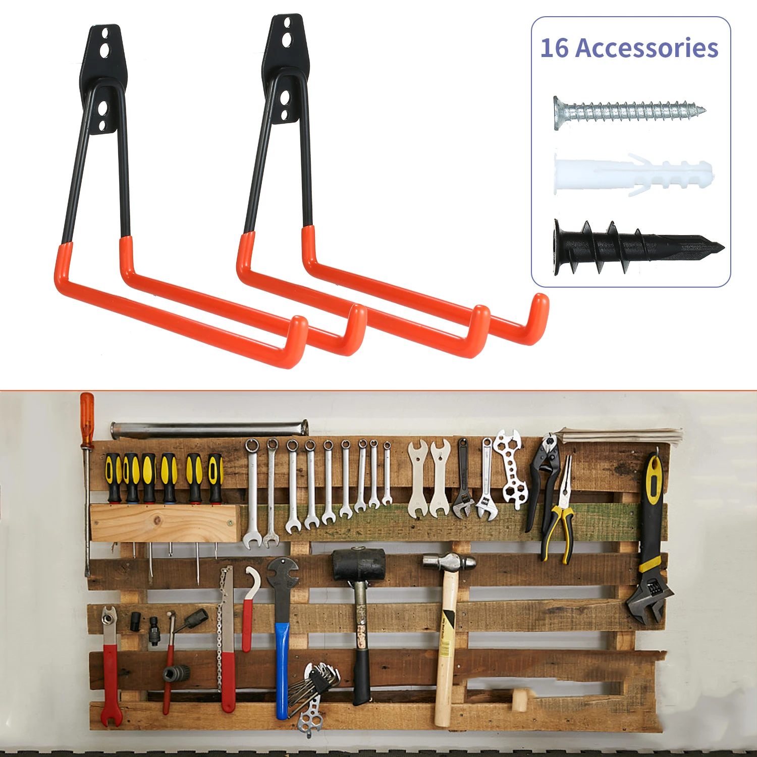 Стальные двойные крючки для хранения в гараже усиленный гаражный Органайзер